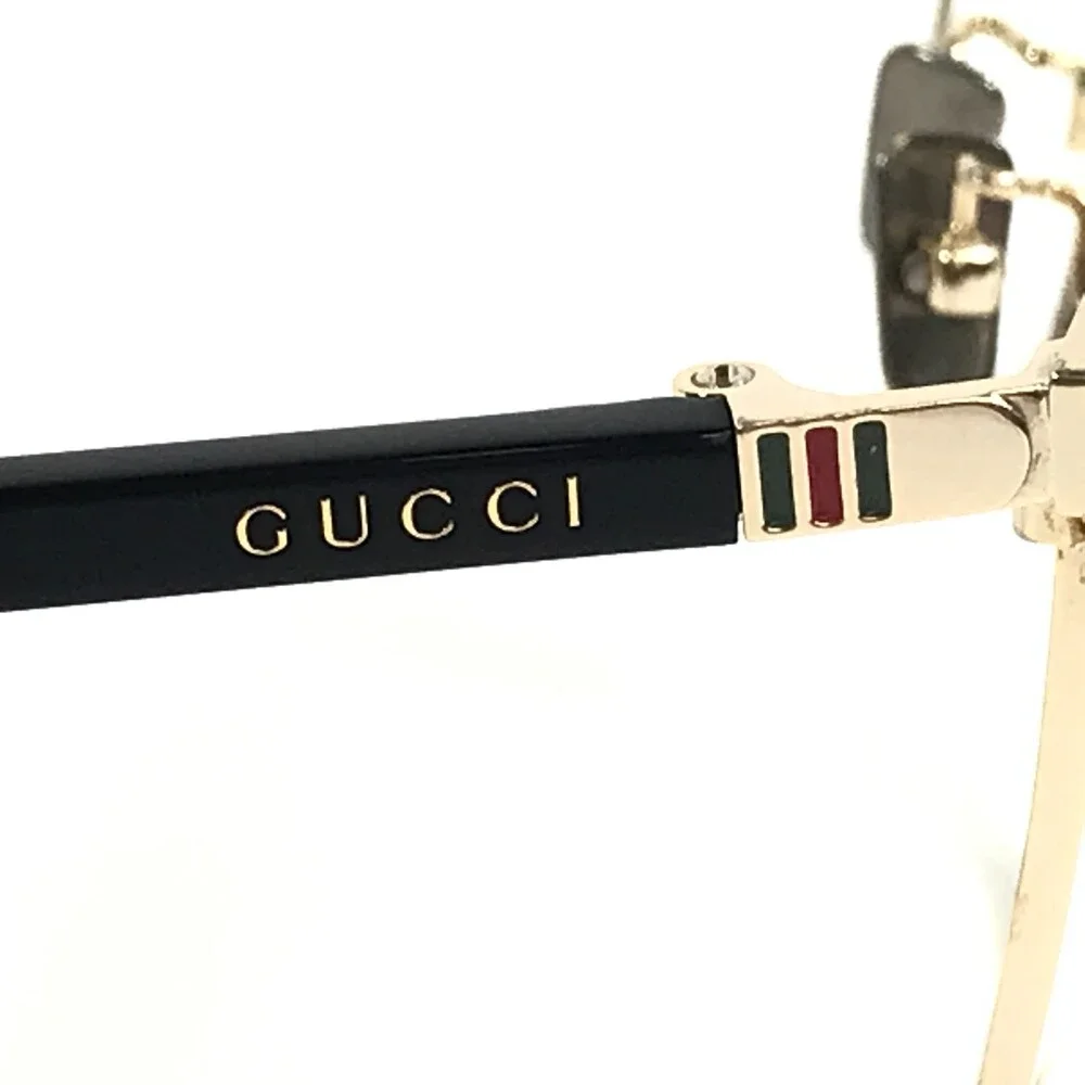 Gucci Eyeglasses Frames GG0130OZ 001 Shiny Black Gold Square Full Rim 53-18-145